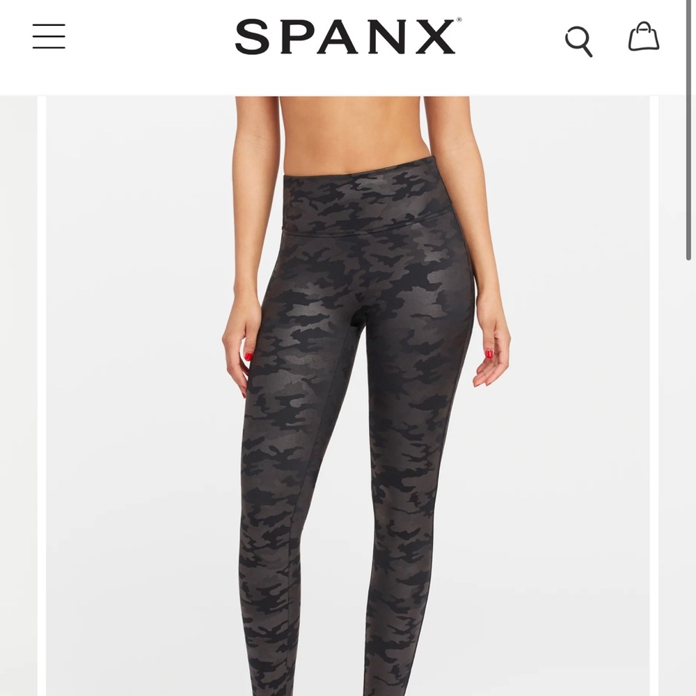 Spanx Faux Leather Camo Leggings